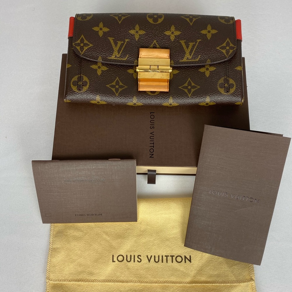 Louis Vuitton Elysee Red Monogram Leather Clutch